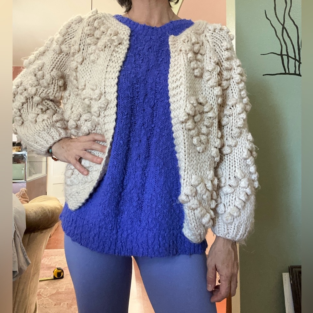Chic Wish knit your love cardigan Anthropologie heart textured chunky size med - Picture 2 of 12